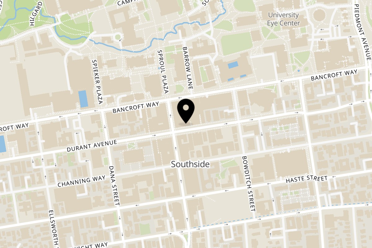 Map showing the location of D'Yar on 2511 Durant Ave in Berkeley